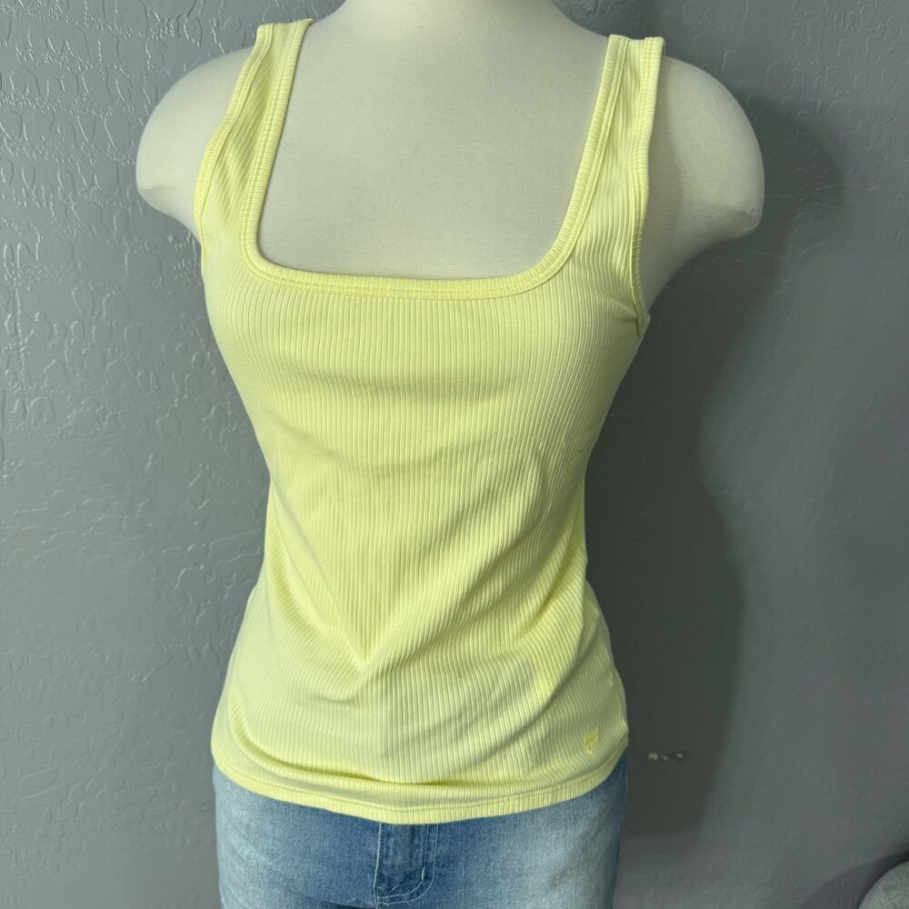 Fabletics Daily Rib Square Neck Tank, Yellow, M